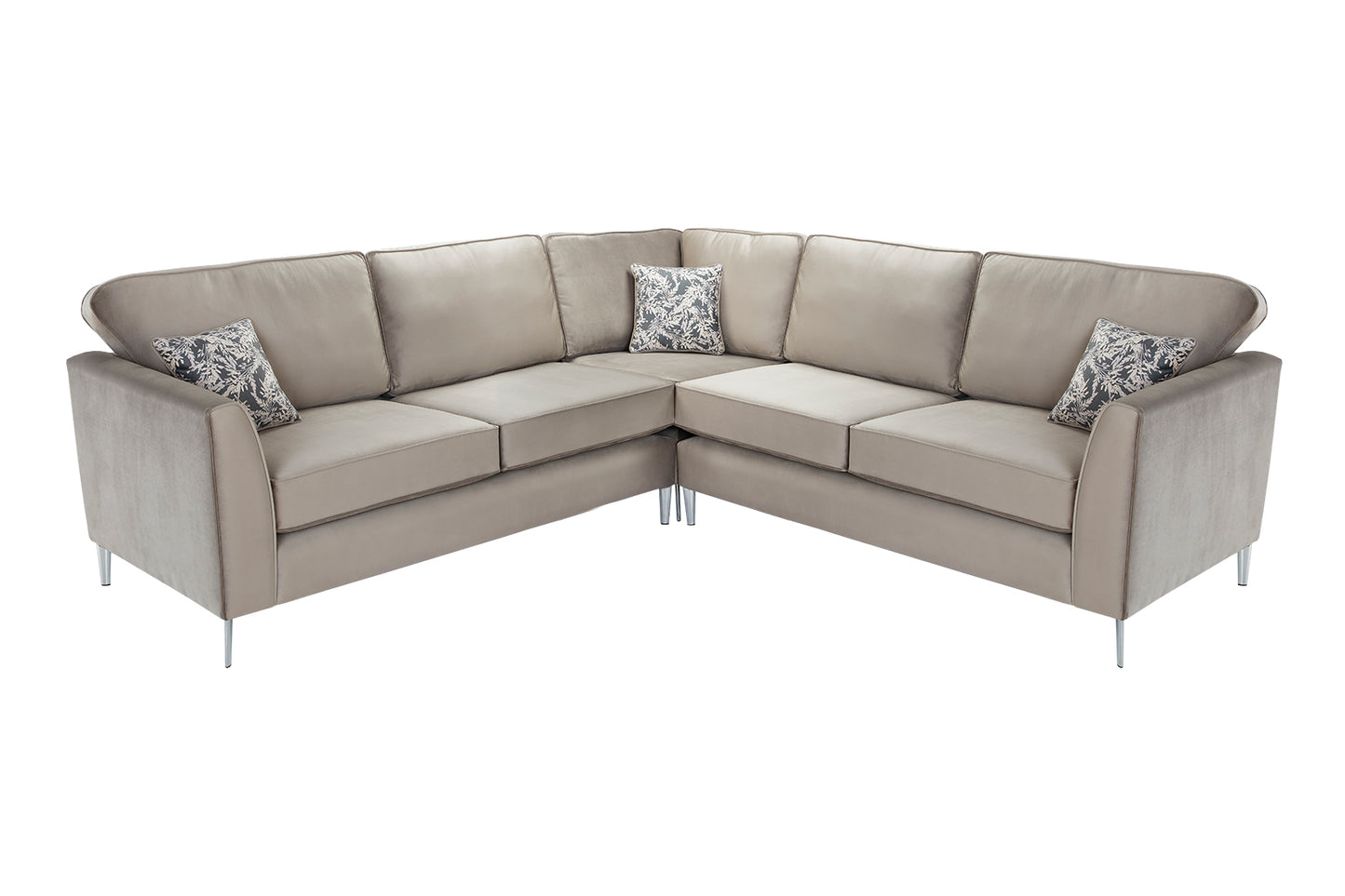 Sebastian Elegance Sofas In Plush Elephant Gray Fabric With Cushions