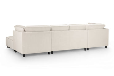 Cream Velvet U Shape Corner Sofa with Bolster Cushions