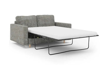 Boston Sofa Bed Elegant Tweed Grey Fabric With Round Wooden Legs