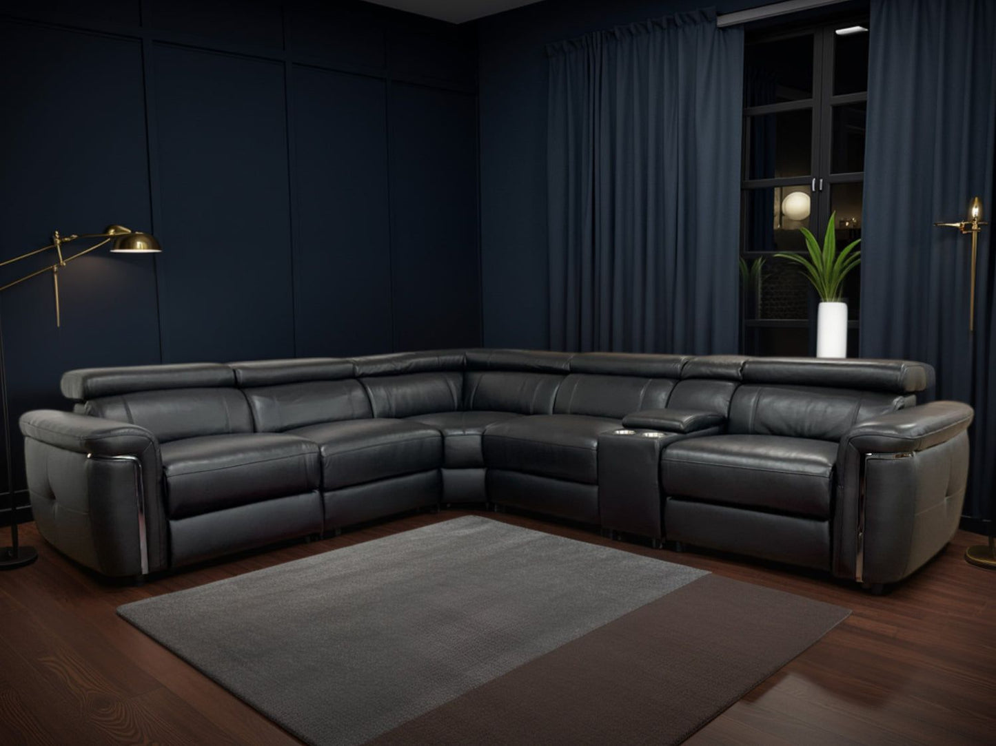 Somerville Electric Recliner Sofa Black Large Corner