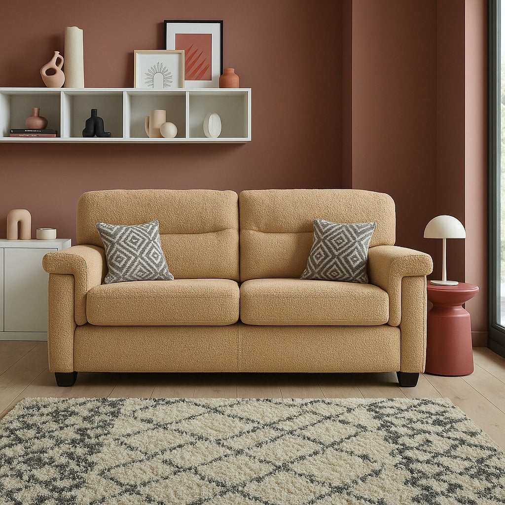 Valencia Modern Handmade Sofas In Teddy Slate Grey Fabric With Cushions