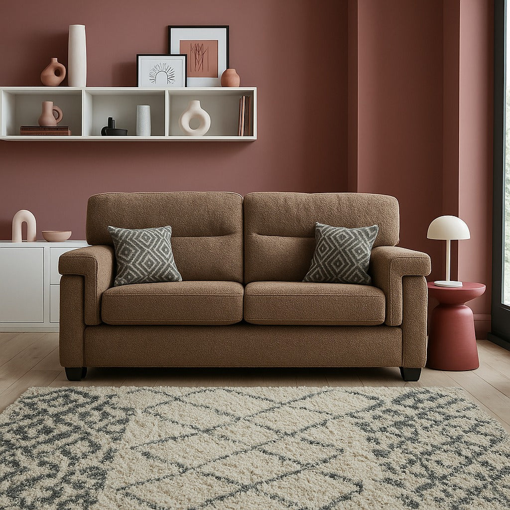 Valencia Modern Handmade Sofas In Teddy Slate Grey Fabric With Cushions
