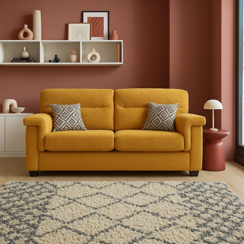 Valencia Modern Handmade Sofas In Teddy Slate Grey Fabric With Cushions