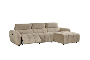 Mocha Fabric Electric Recliner Corner Sofa Right Hand Facing