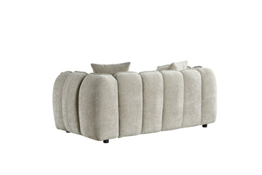 Beige Fabric Channel Tufted Design 2 Seater Sofa
