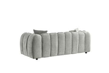 Grey Fabric Channel Tufted Design 3 Seater Sofa