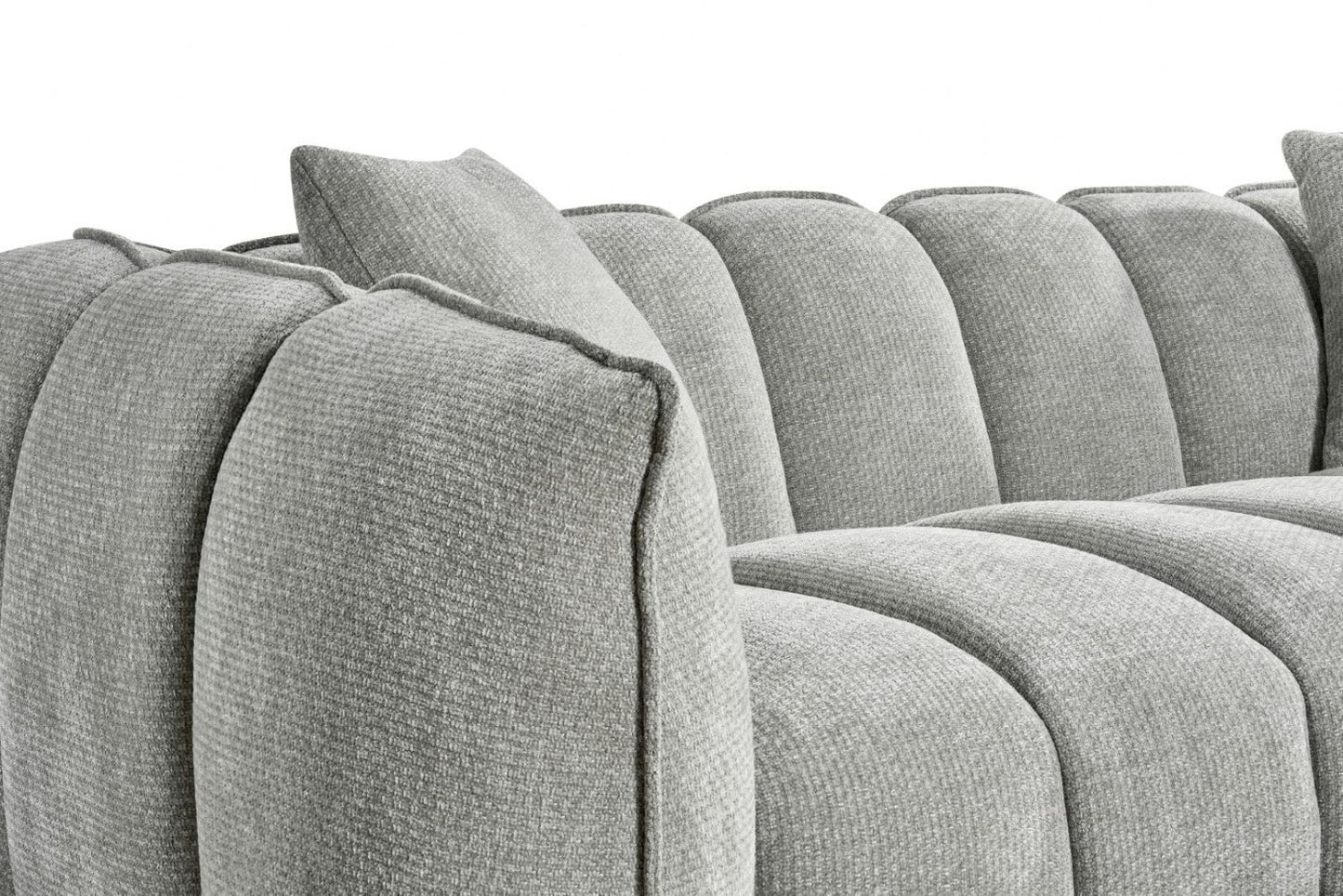 Grey Fabric Channel Tufted Design 3 Seater Sofa