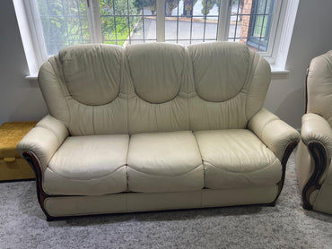 3+1 Cream Italian Leather - Pre-Owned