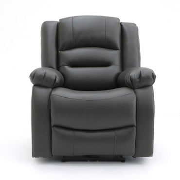 Grey Leather Effect Electric Recliner Armchair