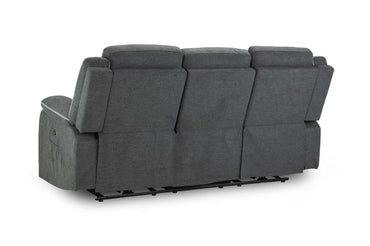 Grey Fabric 3 Seater High Back Electric Recliner Sofa