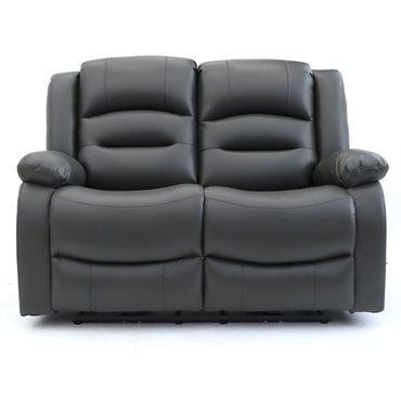 Grey Leather Effect 2 Seater Electric Recliner Sofa