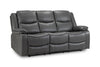 Grey Leather High Back 3 Seater Electric Recliner Sofa