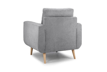 Grey Fabric Tufted Design Armchair Solid Wood Frame
