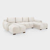 Cream Chenille Fabric Upholstered U Shape Corner Sofa Bed