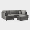 Grey Fabric U Shape Fullback Corner Sofa