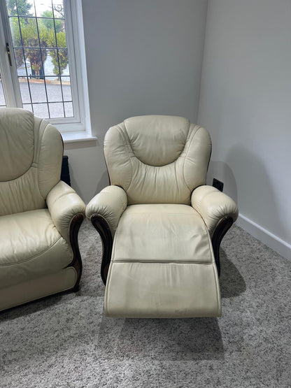 3+1 Cream Italian Leather - Pre-Owned