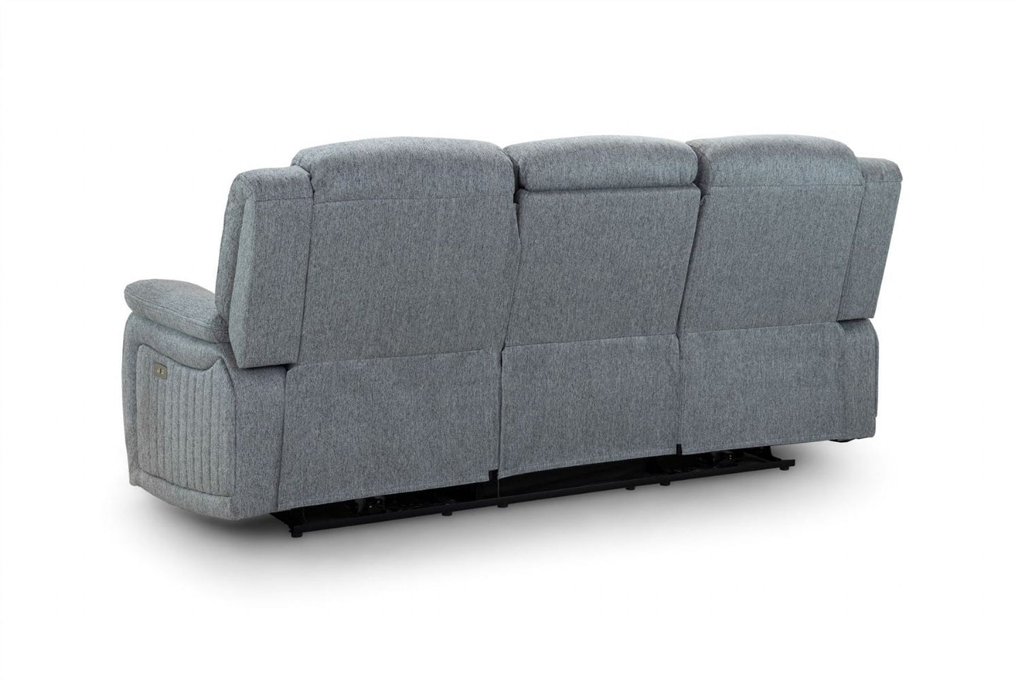 Grey Fabric 3 Seater Electric Recliner Sofa Pillow Top Arms