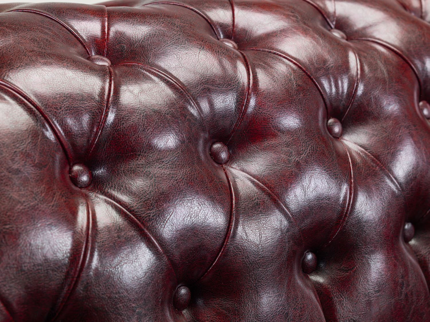 Oxblood Red Leather Buttoned 3 Seater Chesterfield Sofa