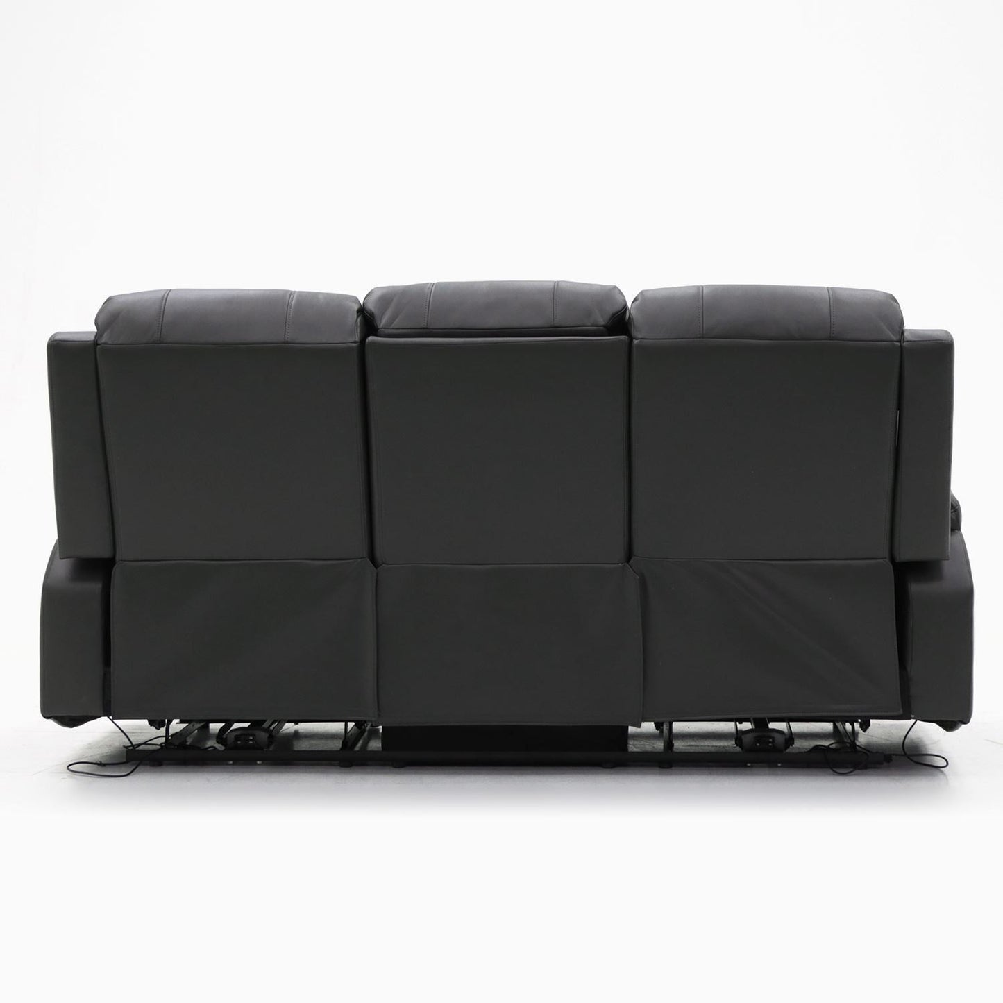 Black Leather Effect 3 Seater Electric Recliner Sofa