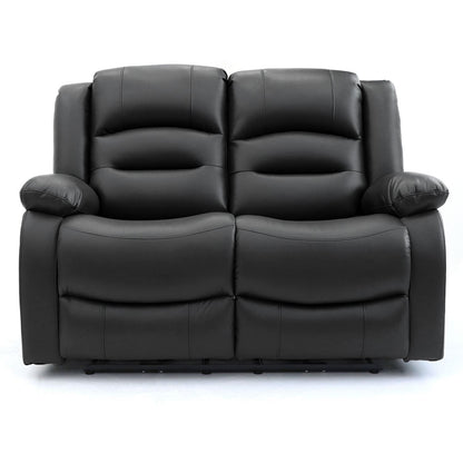 Black Leather Effect 2 Seater Electric Recliner Sofa