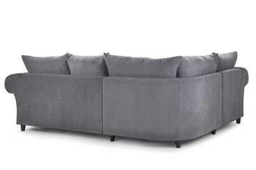 Grey Fabric Buttoned Left Hand Facing Fullback Corner Sofa