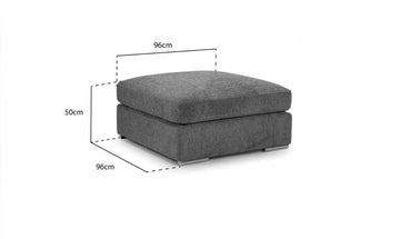 Mocha Grey Chenille Fabric Square Footstool