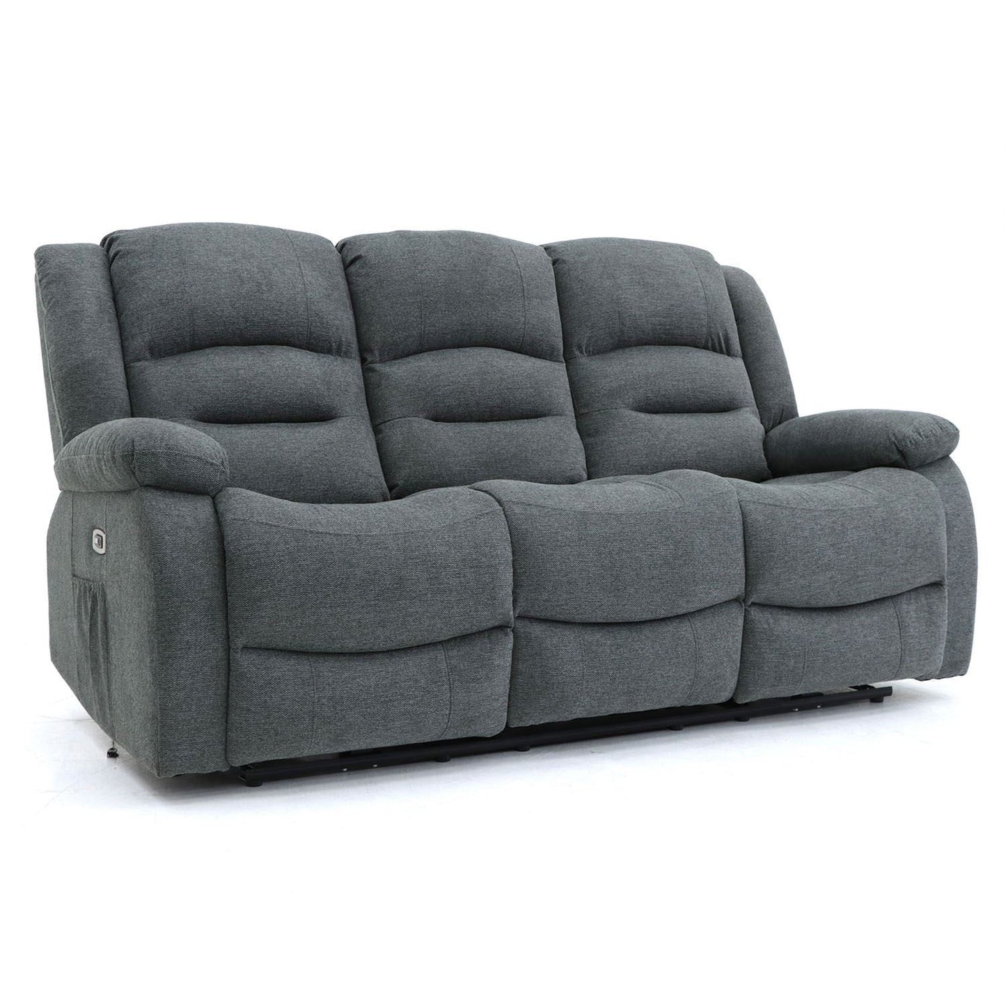 Graphite Fabric 3 Seater Electric Recliner Sofa