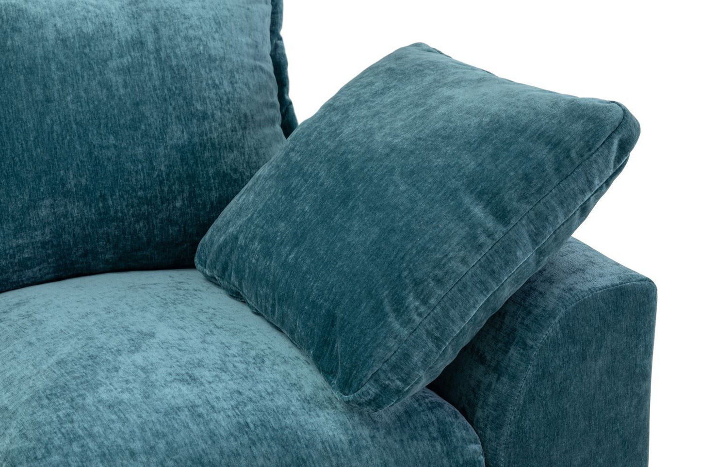 Teal Blue Fabric Large Pillow Back Corner Sofa