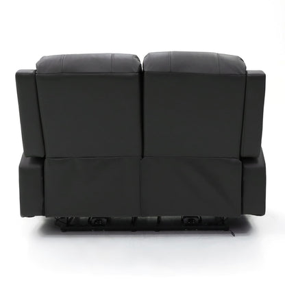 Black Leather Effect 2 Seater Electric Recliner Sofa