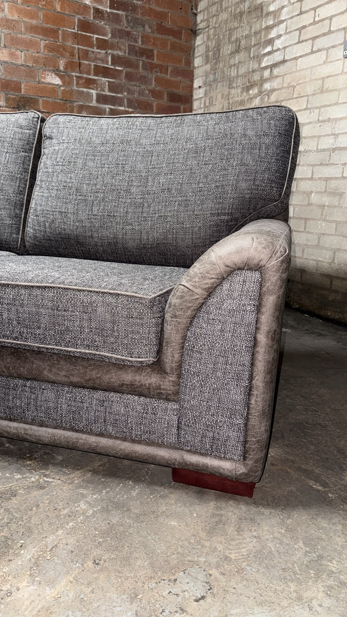 Grey & Brown 3-Seater Sofa Clearance