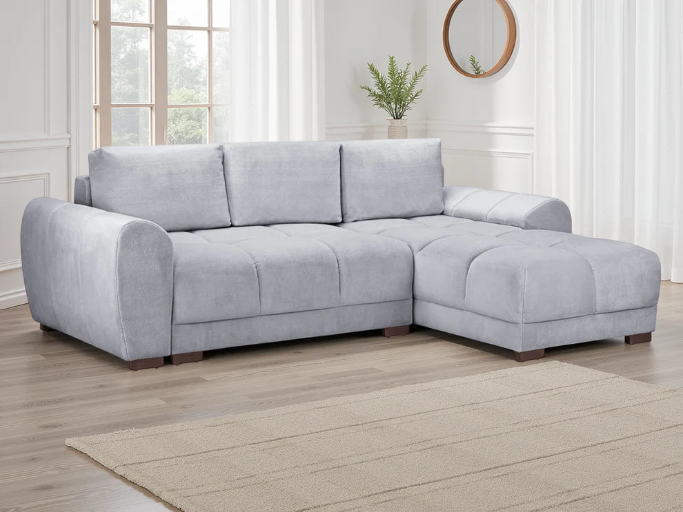 Grey Fabric Universal Corner Sofabed with Storage