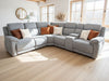 Grey Fabric Large Electric Power Recliner Corner Sofa