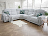 Beige Fabric Large Electric Power Recliner Corner Sofa