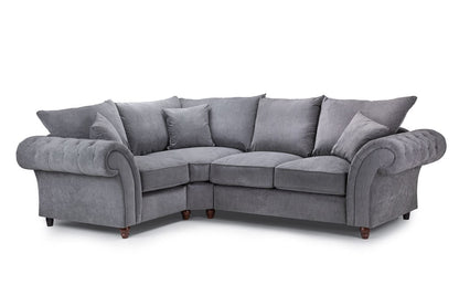 Grey Fabric Buttoned Left Hand Facing Fullback Corner Sofa