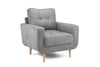 Grey Fabric Tufted Design Armchair Solid Wood Frame
