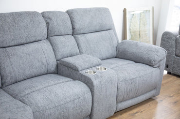 Grey Fabric Large Electric Power Recliner Corner Sofa