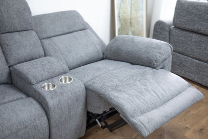 Grey Fabric Large Electric Power Recliner Corner Sofa