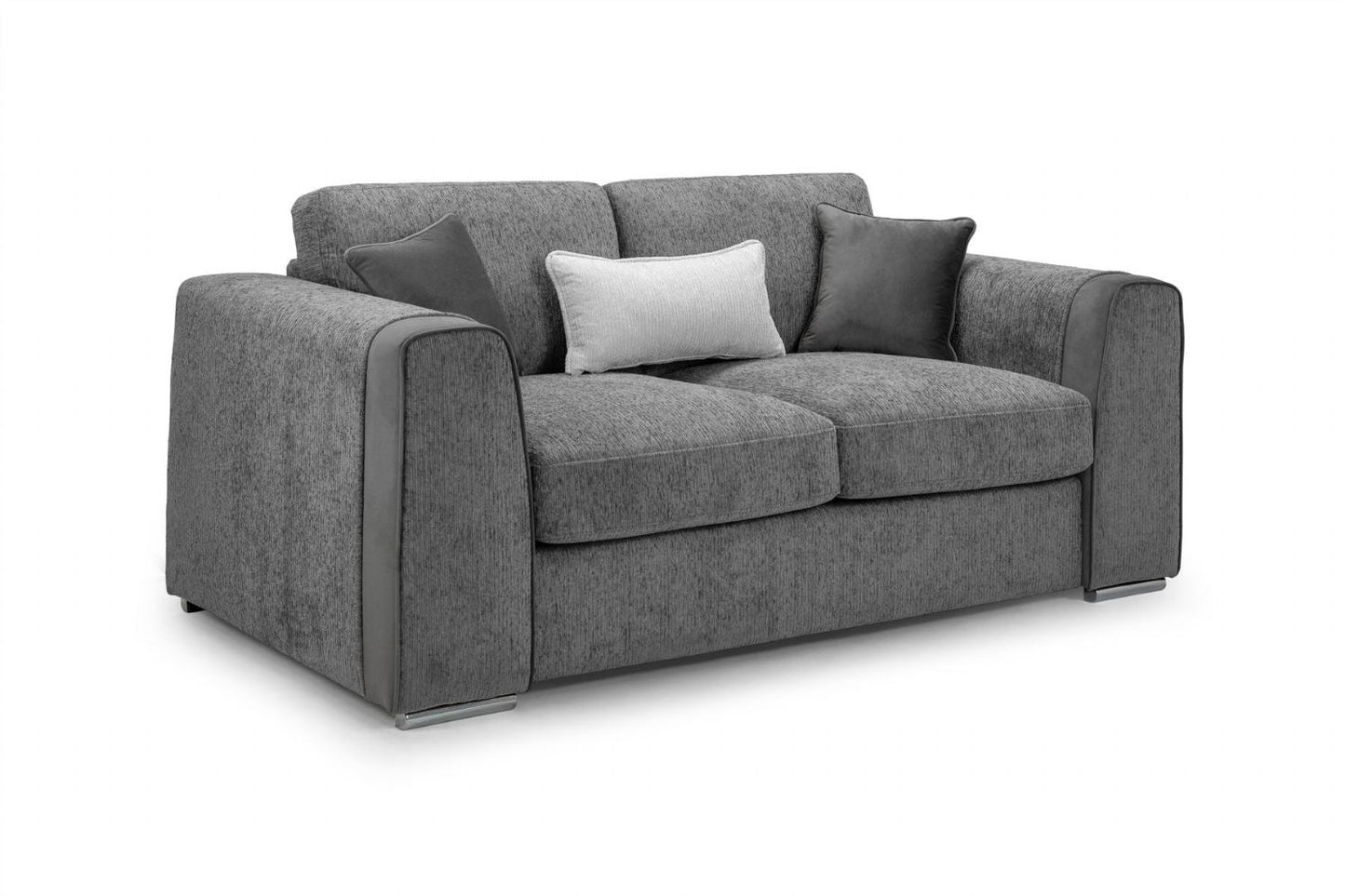 Grey Chenille Fabric Upholstered 2 Seater Sofa