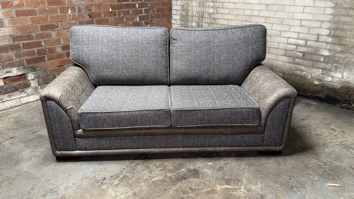 Grey & Brown 3-Seater Sofa Clearance