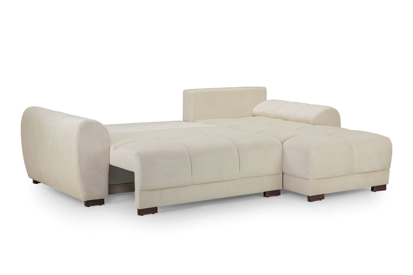 Cream Fabric Large Convertable Corner Sofabed with Storage