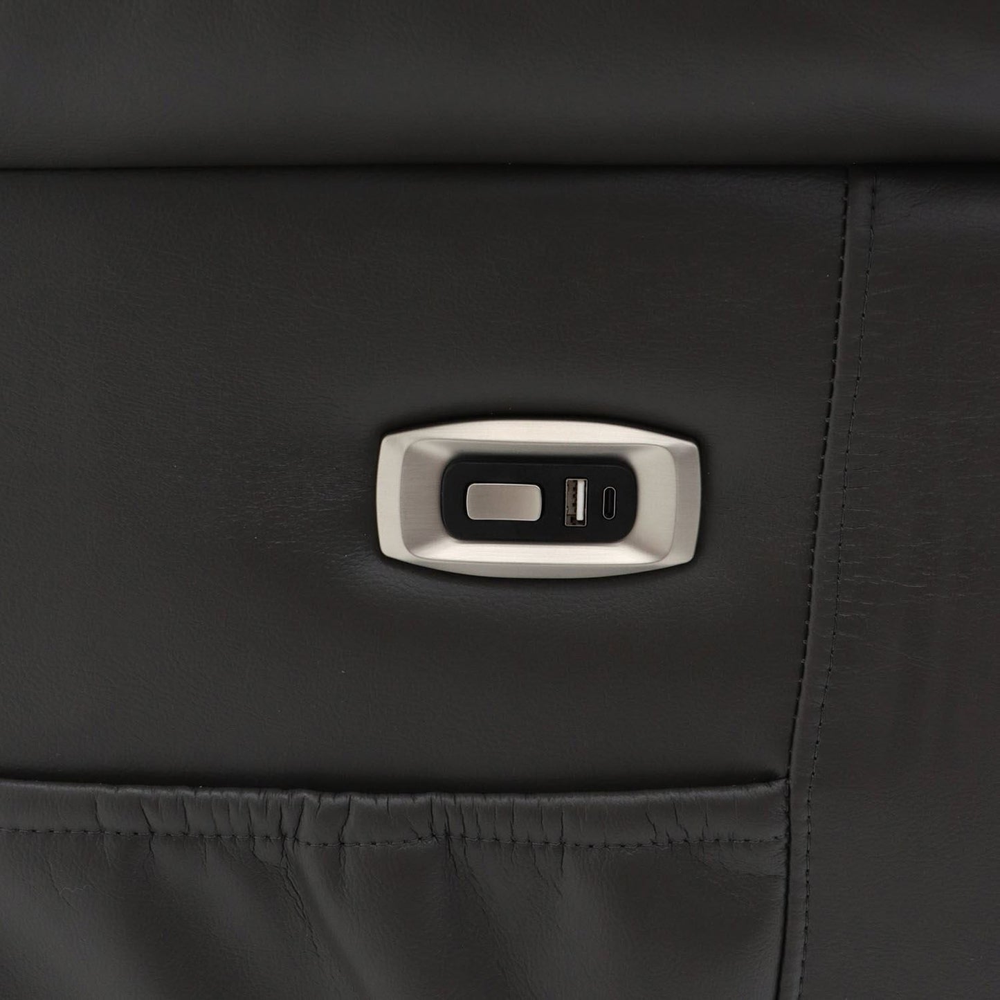 Grey Leather Effect Electric Recliner Armchair