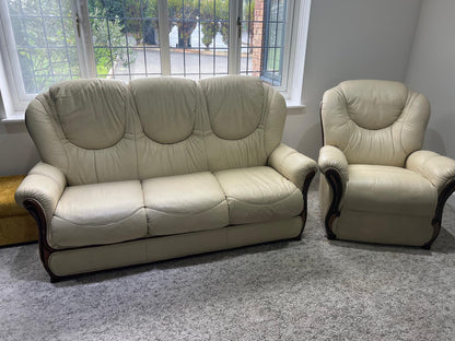 3+1 Cream Italian Leather - Pre-Owned