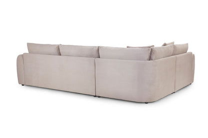Mocha Velvet Large Corner Sofa Left Hand Facing