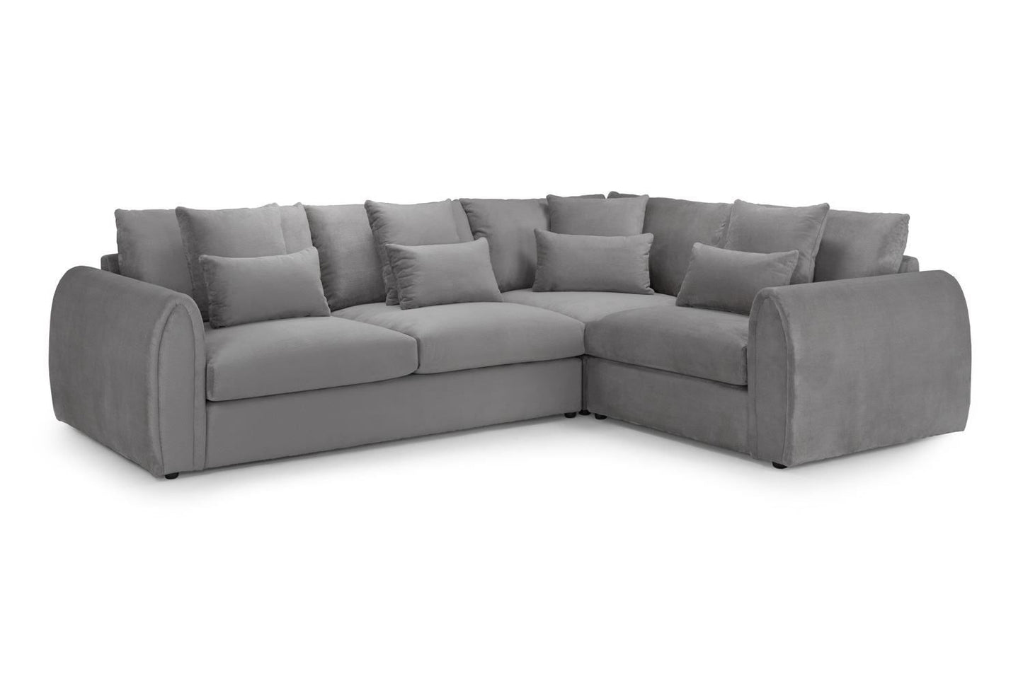 Grey Velvet Corner Group Sofa Right Hand Facing