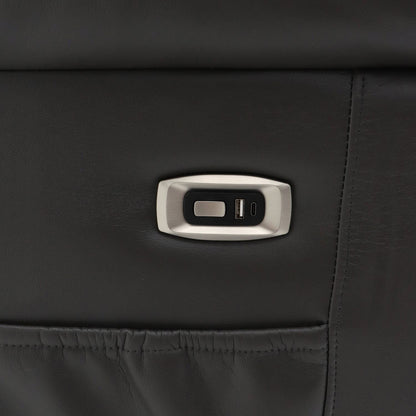 Grey Leather Effect 2 Seater Electric Recliner Sofa