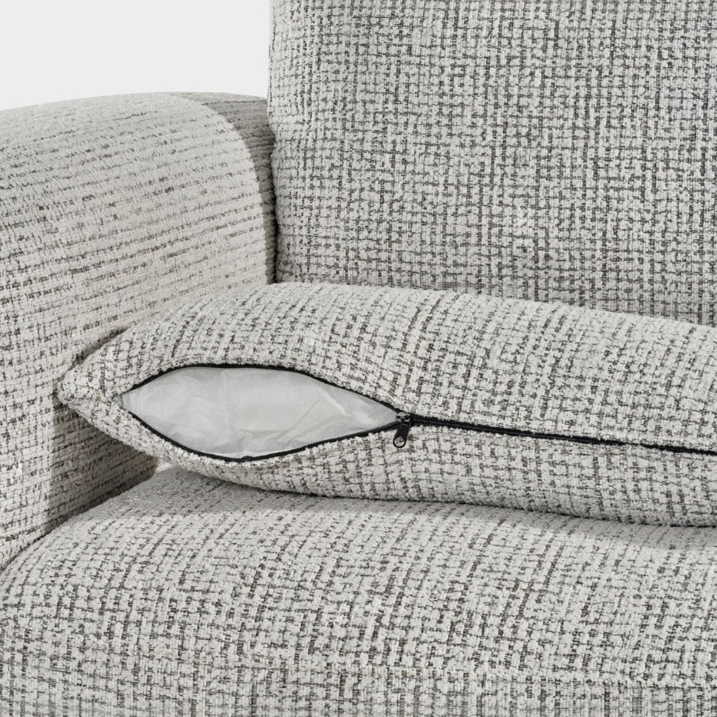 Grey Chenille Fabric 2 Seater Sofa with Chunky Arm Cushions
