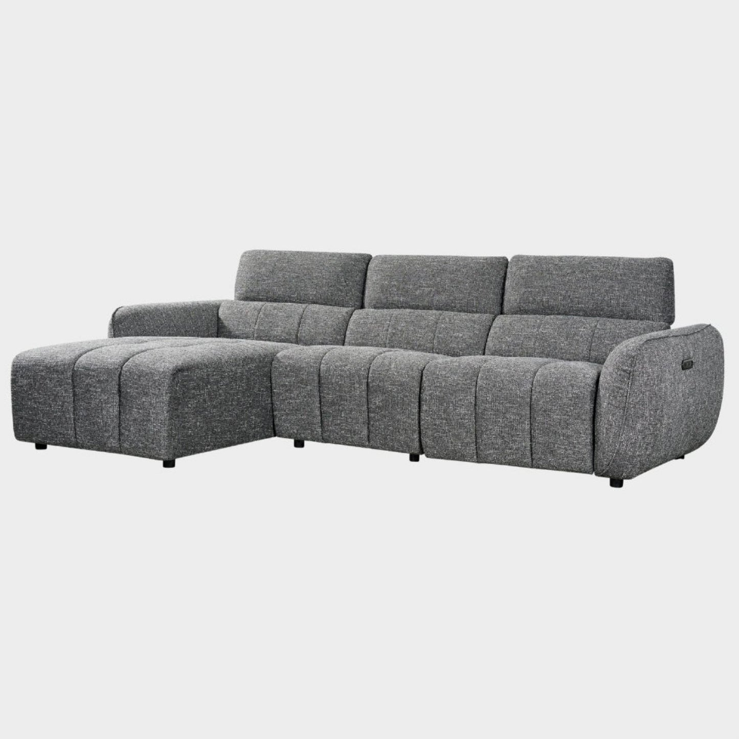 Charcoal Fabric Electric Recliner Corner Sofa Left Hand Facing