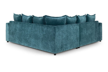 Teal Blue Fabric Large Pillow Back Corner Sofa