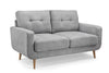 Grey Fabric Tufted 2 Seater Sofa Oak Legs