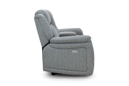 Grey Fabric Electric Recliner Armchair Pillow Top Arms
